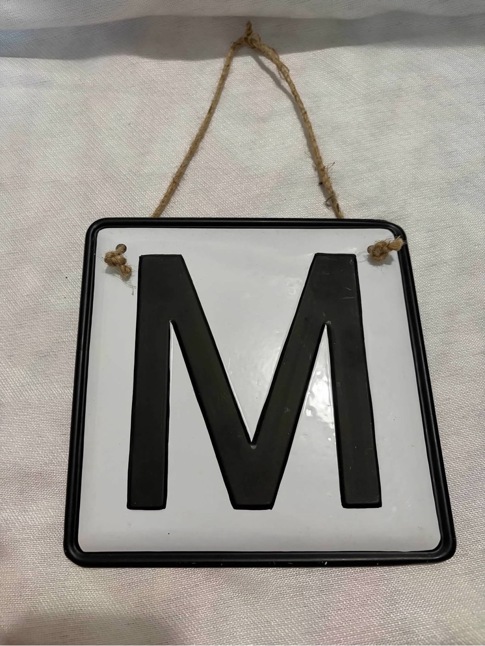 Black and White 'M' Hanging Wall Sign